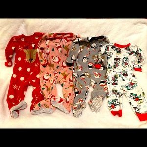 Christmas footie pajama bundle 12 months